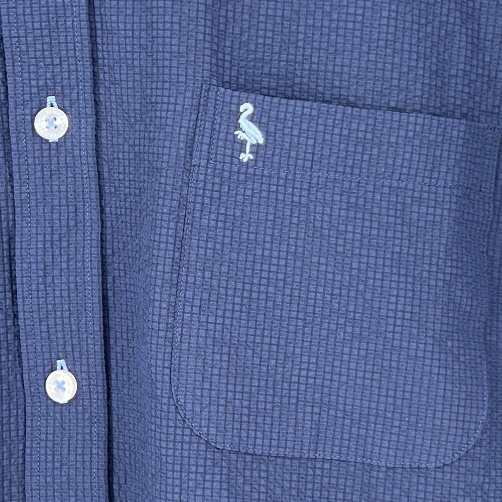 Tailorbyrd Button Down Shirt Mens Size M Navy Blue Textured Short Sleeve Pocket - Picture 3 of 7
